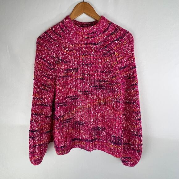 Gap Women's Marled Sweater Size Medium Pink Turtleneck Chunky Top - Picture 1 of 7